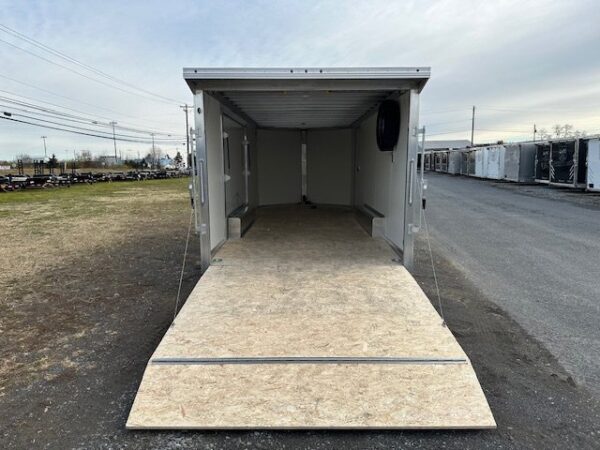 2025-CARGO-PRO-8.5X20-ENCLOSED-CAR-HAULER-ESCAPE-DOOR-SPARE-TIRE-SPOILER-7.jpg Cargo Pro 8.5 x 20 Aluminum V-Nose Car Hauler – Escape Door